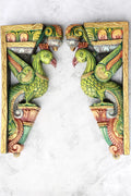 18″ Vibrant Parrot Wall Brackets for Home Décor | Handcrafted Wood Carving