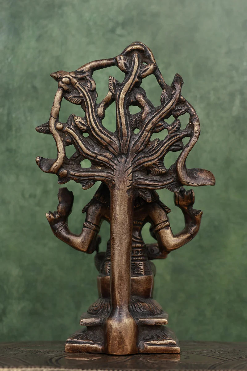6″ Divine Dakshinamoorthy | Handcrafted Brass | Antique Brown Finish