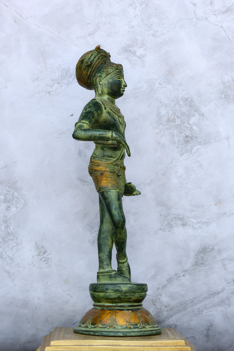 15″ Rishabadevar | Handcrafted Brass | Green & Gold Finish