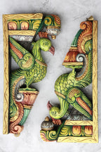 18″ Vibrant Parrot Wall Brackets for Home Décor | Handcrafted Wood Carving