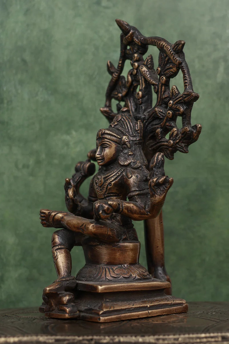6″ Divine Dakshinamoorthy | Handcrafted Brass | Antique Brown Finish