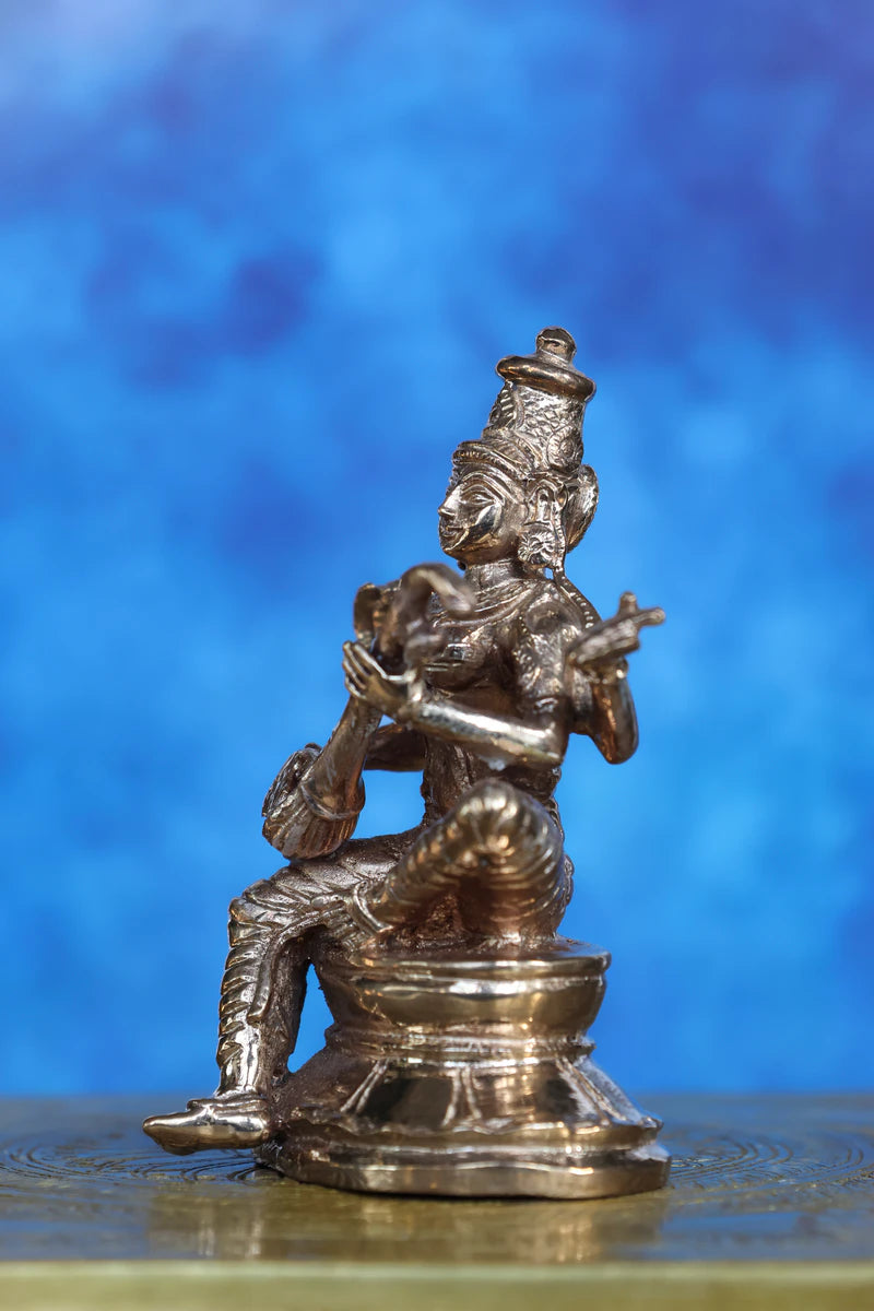 3″ Divine Saraswathi Idol with Veena | Handcrafted Panchaloha