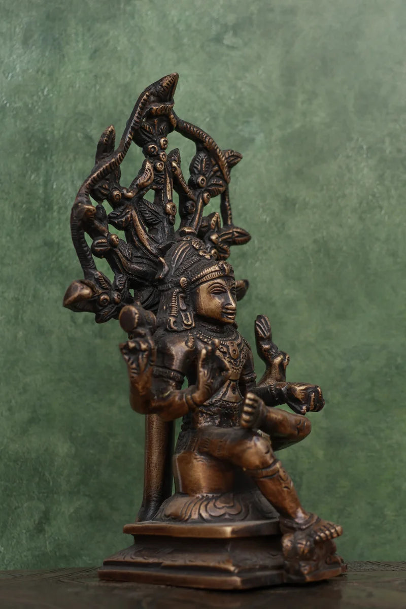 6″ Divine Dakshinamoorthy | Handcrafted Brass | Antique Brown Finish