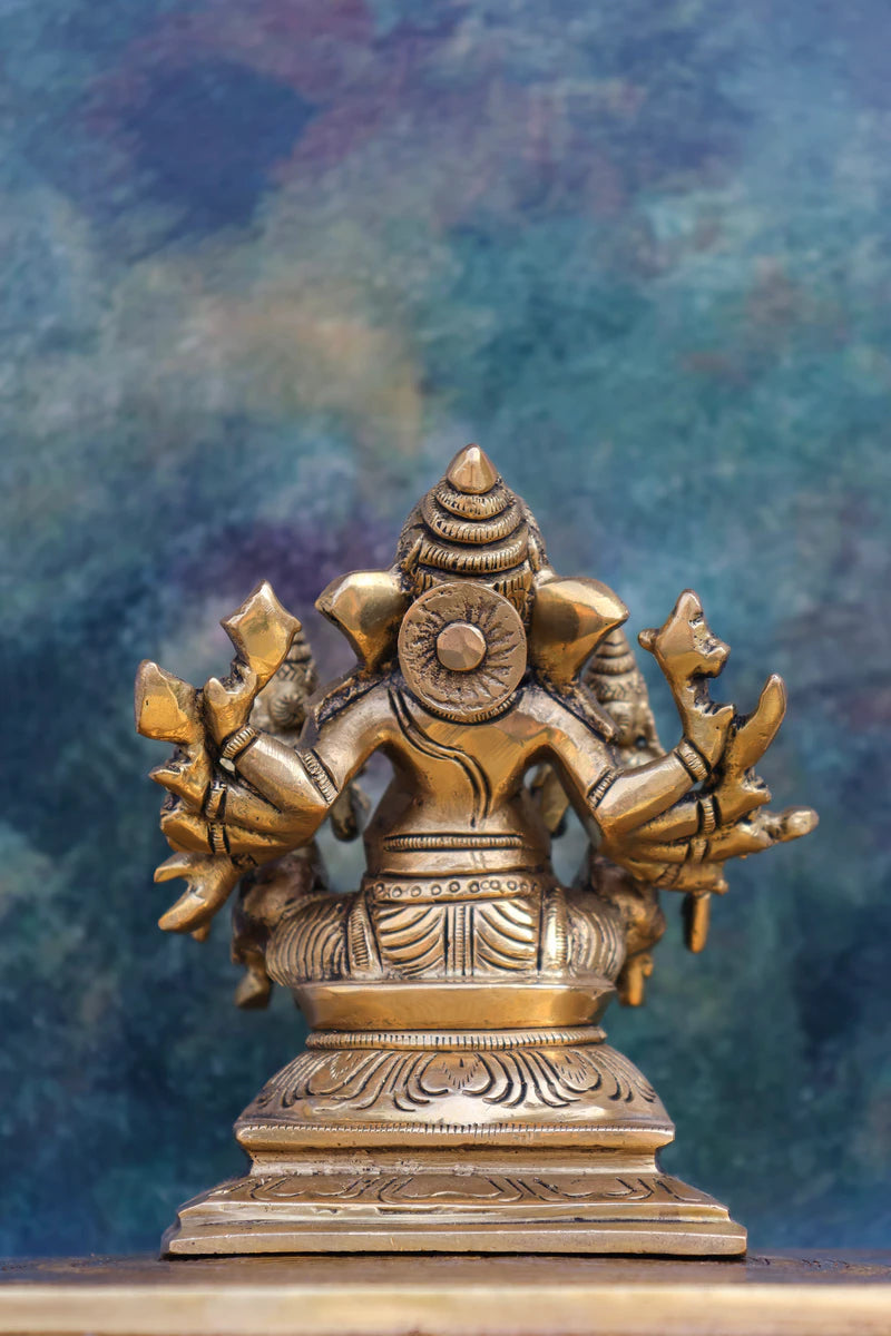 4″ Auspicious Riddhi Siddhi Ganesha | Handcrafted Brass