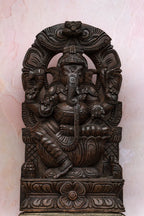 18″ Majestic Ganesha Idol for Pooja & Home Décor | Handcrafted Wood Carving