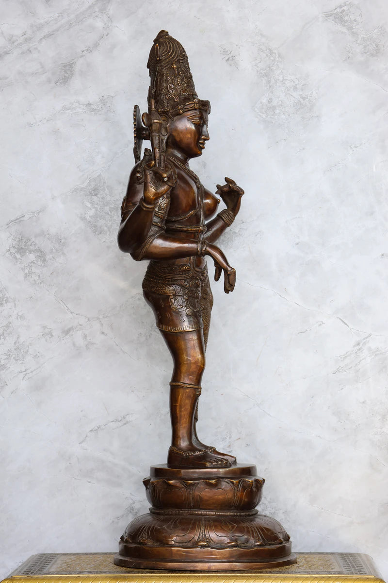 26.5″ Aarthanaresswar | Handcrafted Brass | Antique Brown Finish — view 3