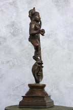 18.5″ Kalinga Krishna (Krishna on Snake) | Handcrafted Brass | Antique Brown Finish — view 5