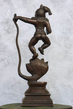 18.5″ Kalinga Krishna (Krishna on Snake) | Handcrafted Brass | Antique Brown Finish — view 4