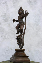 18.5″ Kalinga Krishna (Krishna on Snake) | Handcrafted Brass | Antique Brown Finish — view 3