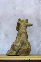 7″ Nandhi Sitting | Handcrafted Brass | Green Stone Finish — view 4