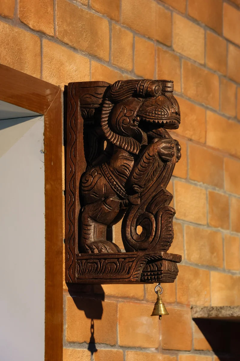 12″ Heritage Yazhi Wall Brackets for Home Décor | Handcrafted Wooden Carving