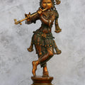 24″ Standing Flute Krishna | Handcrafted Brass | Double Chola Finish