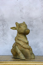 7″ Nandhi Sitting | Handcrafted Brass | Green Stone Finish — view 3