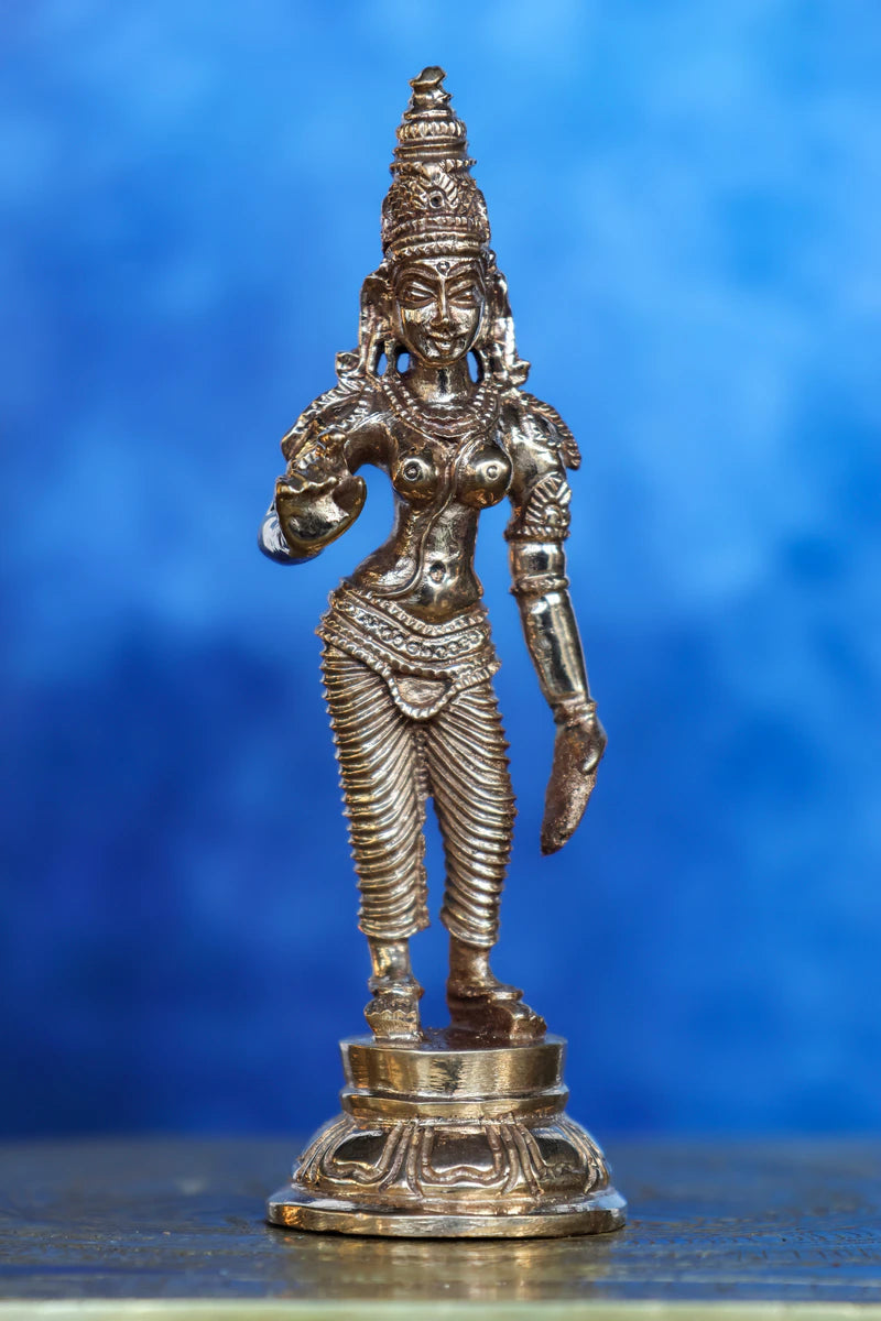 4″ Parvathi Devi Idol | Handcrafted Panchaloha