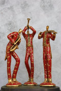 15.5″ Musician Man Set of 3 | Handcrafted Brass | Inlay Red Stone Finish