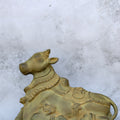 7″ Nandhi Sitting | Handcrafted Brass | Green Stone Finish