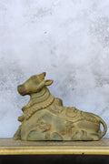7″ Nandhi Sitting | Handcrafted Brass | Green Stone Finish