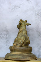 10″ Nandhi with Base | Handcrafted Brass | Green Stone Finish — view 4