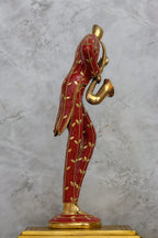 15.5″ Musician Man Set of 3 | Handcrafted Brass | Inlay Red Stone Finish — view 13