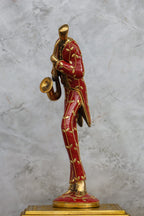 15.5″ Musician Man Set of 3 | Handcrafted Brass | Inlay Red Stone Finish — view 12