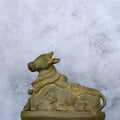 10″ Nandhi with Base | Handcrafted Brass | Green Stone Finish