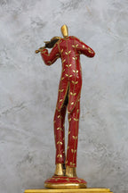 15.5″ Musician Man Set of 3 | Handcrafted Brass | Inlay Red Stone Finish — view 10