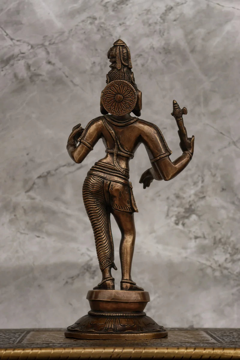 11″ Divine Ardhanareeswarar | Handcrafted Brass | Antique Brass Finish