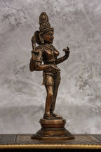 11″ Divine Ardhanareeswarar | Handcrafted Brass | Antique Brass Finish