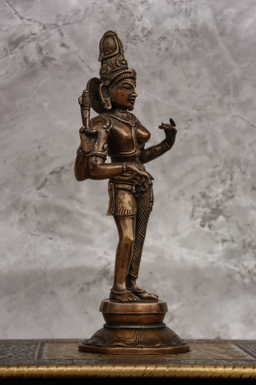 11″ Divine Ardhanareeswarar | Handcrafted Brass | Antique Brass Finish