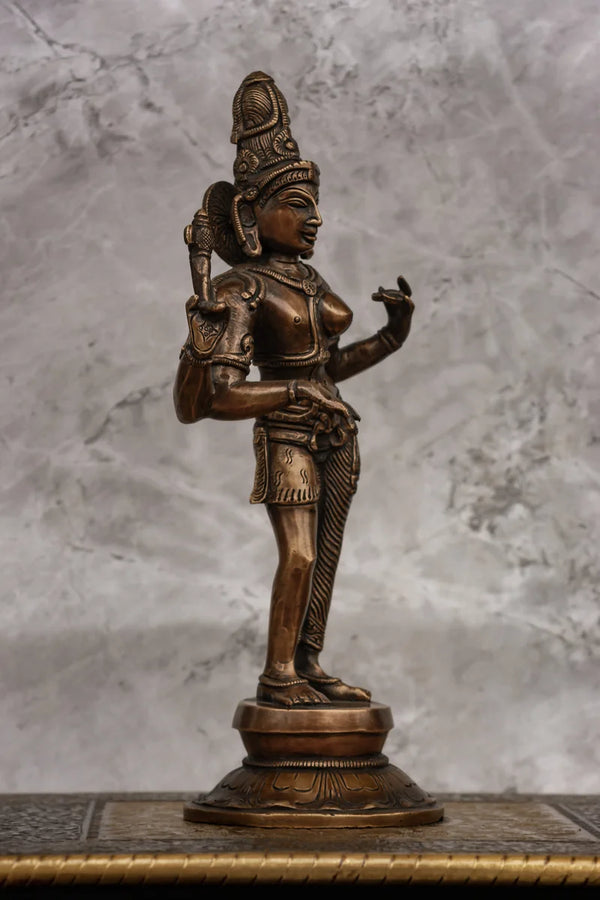 11″ Divine Ardhanareeswarar | Handcrafted Brass | Antique Brass Finish dimensions