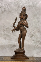 11″ Divine Ardhanareeswarar | Handcrafted Brass | Antique Brown Finish