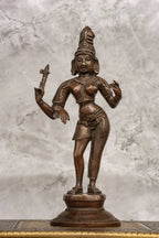 11″ Divine Ardhanareeswarar | Handcrafted Brass | Antique Brown Finish