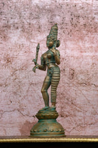 12″ Ardhanareeswarar | Handcrafted Panchaloha | Green Patina Finish