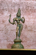 12″ Ardhanareeswarar | Handcrafted Panchaloha | Green Patina Finish