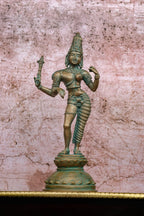 12″ Ardhanareeswarar | Handcrafted Panchaloha | Green Patina Finish