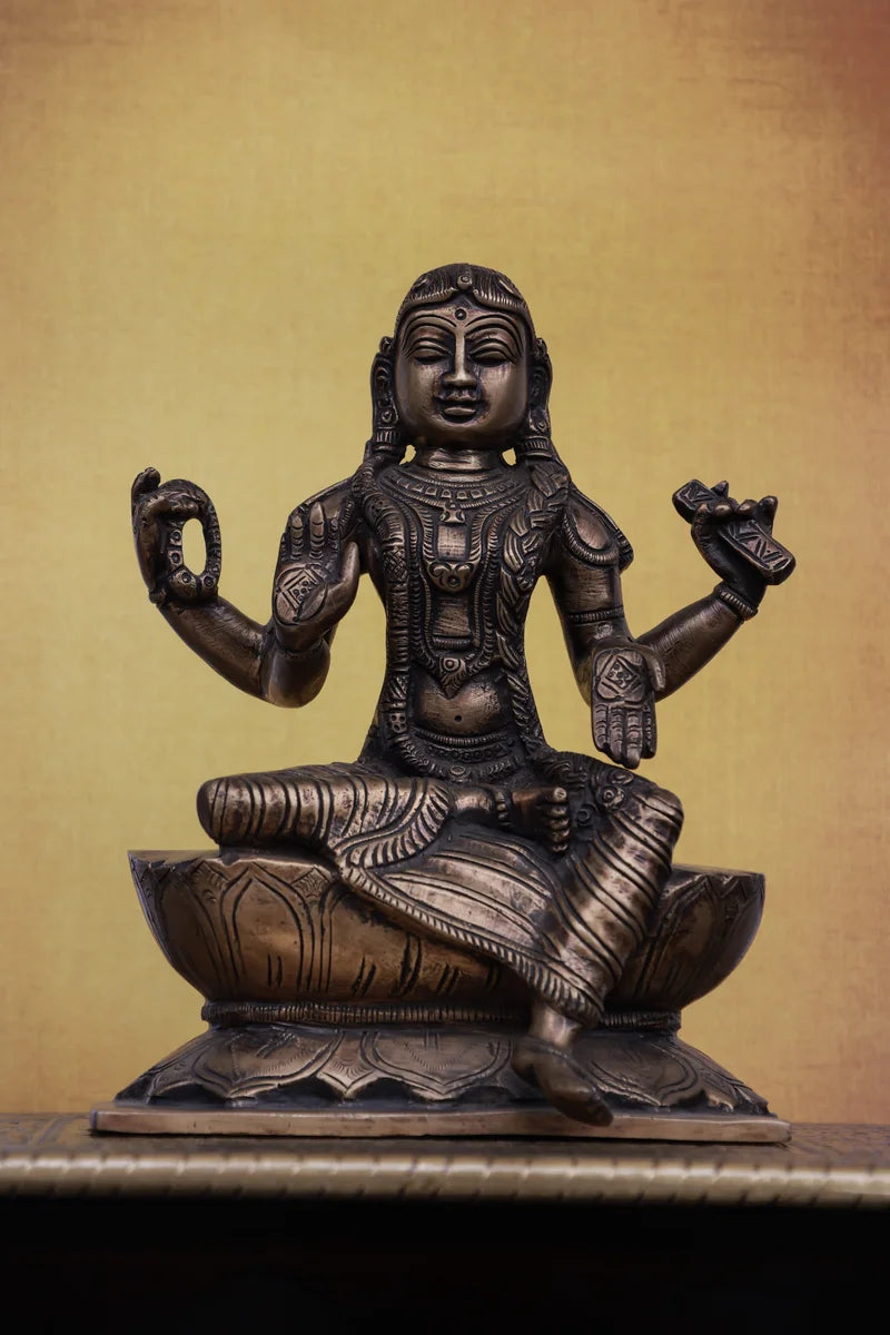 8″ Bala Tripura Sundari | Handcrafted Brass | Antique Brown Finish