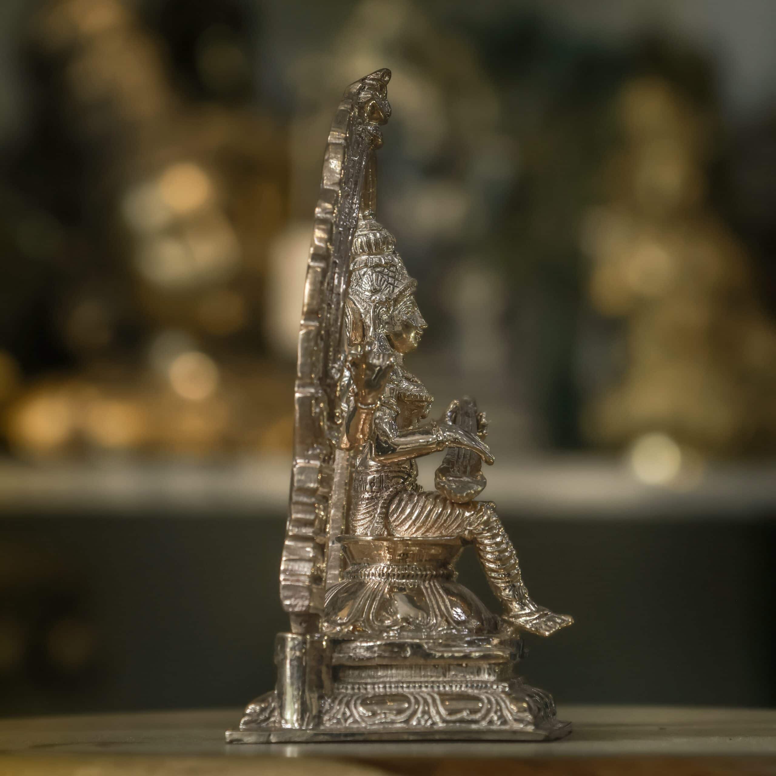5″ Divine Saraswati with Arch | Handcrafted Panchaloha