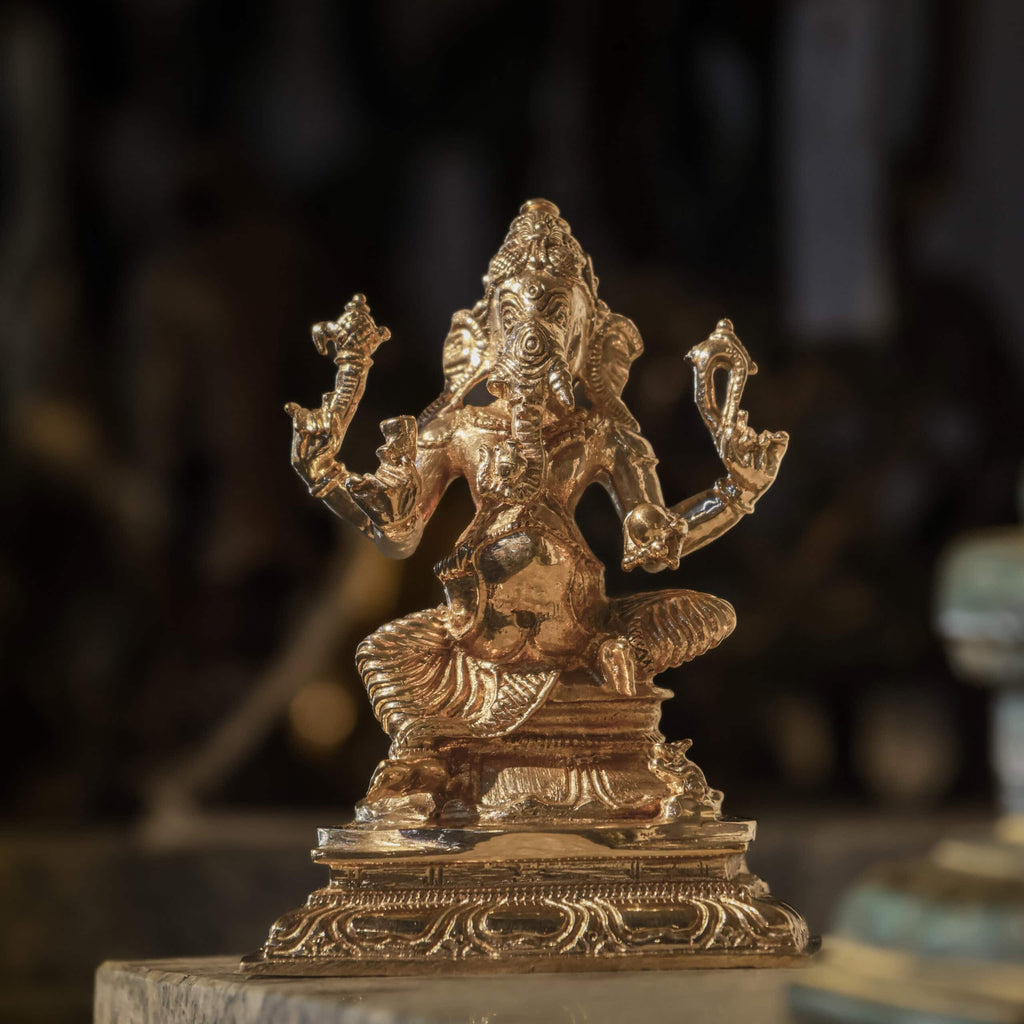 4″ Lord Ganesha Idol | Handcrafted Panchaloha