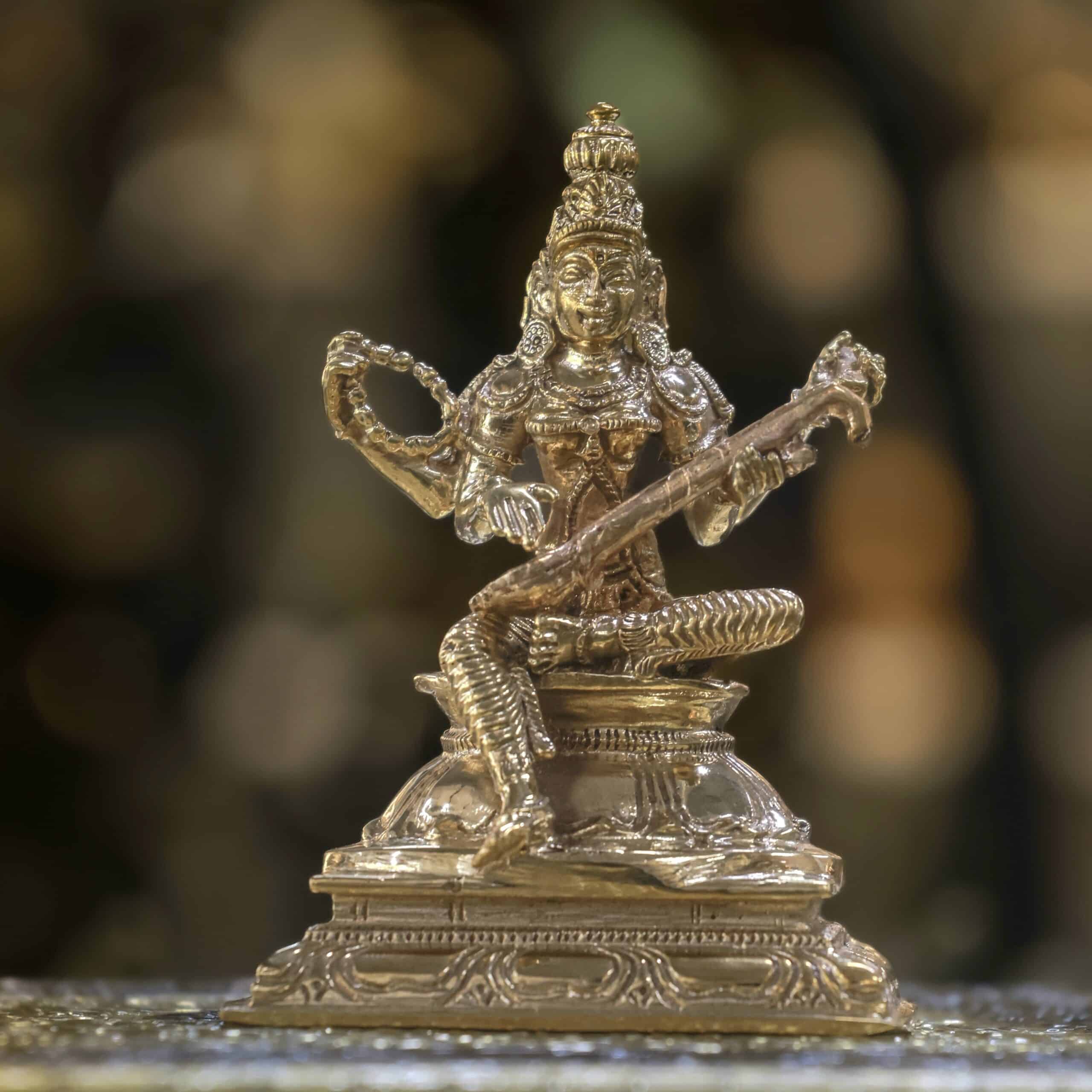 4″ Divine Saraswati | Handcrafted Panchaloha