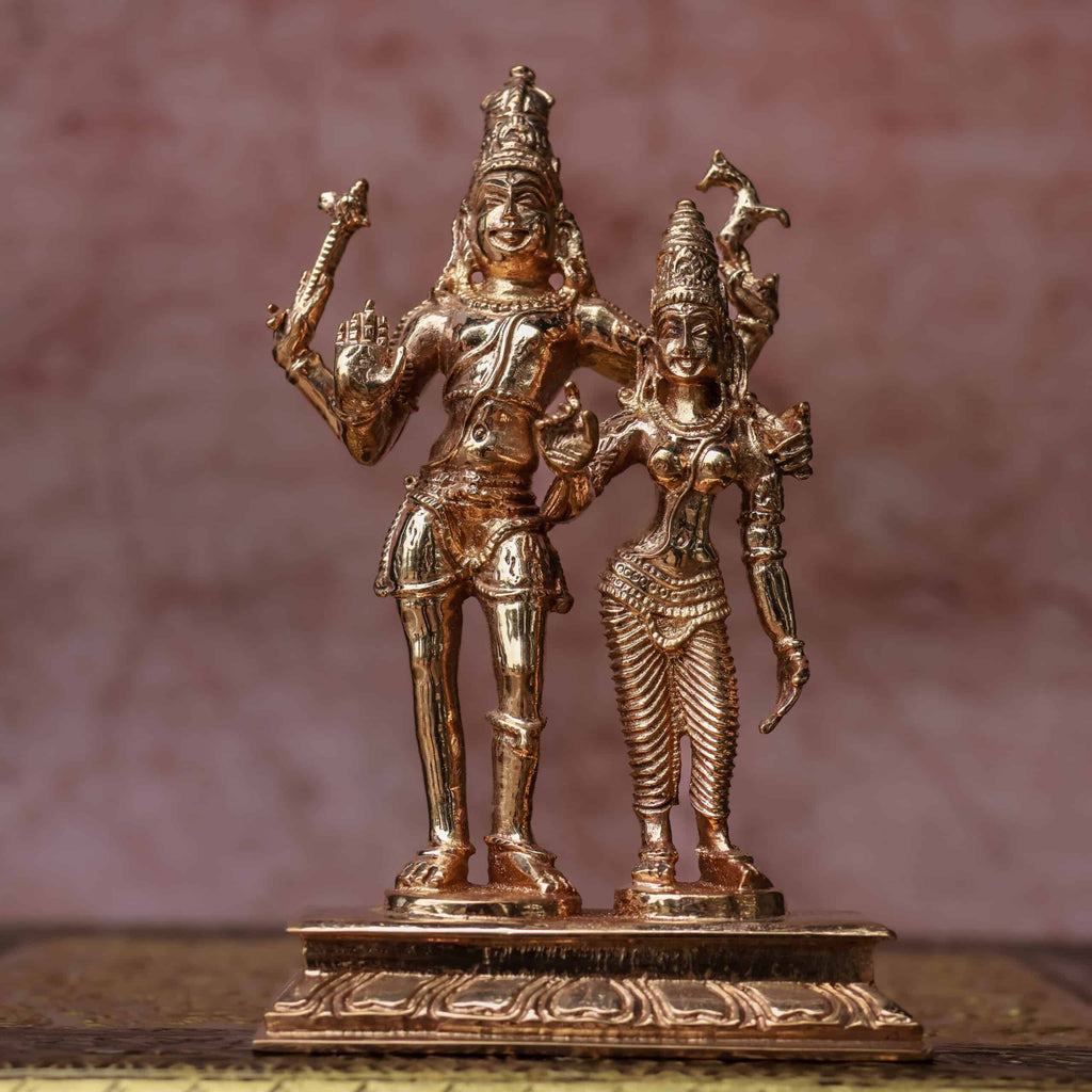 Shiva Parvati Marriage Pose Idol  | Handcrafted Panchaloha