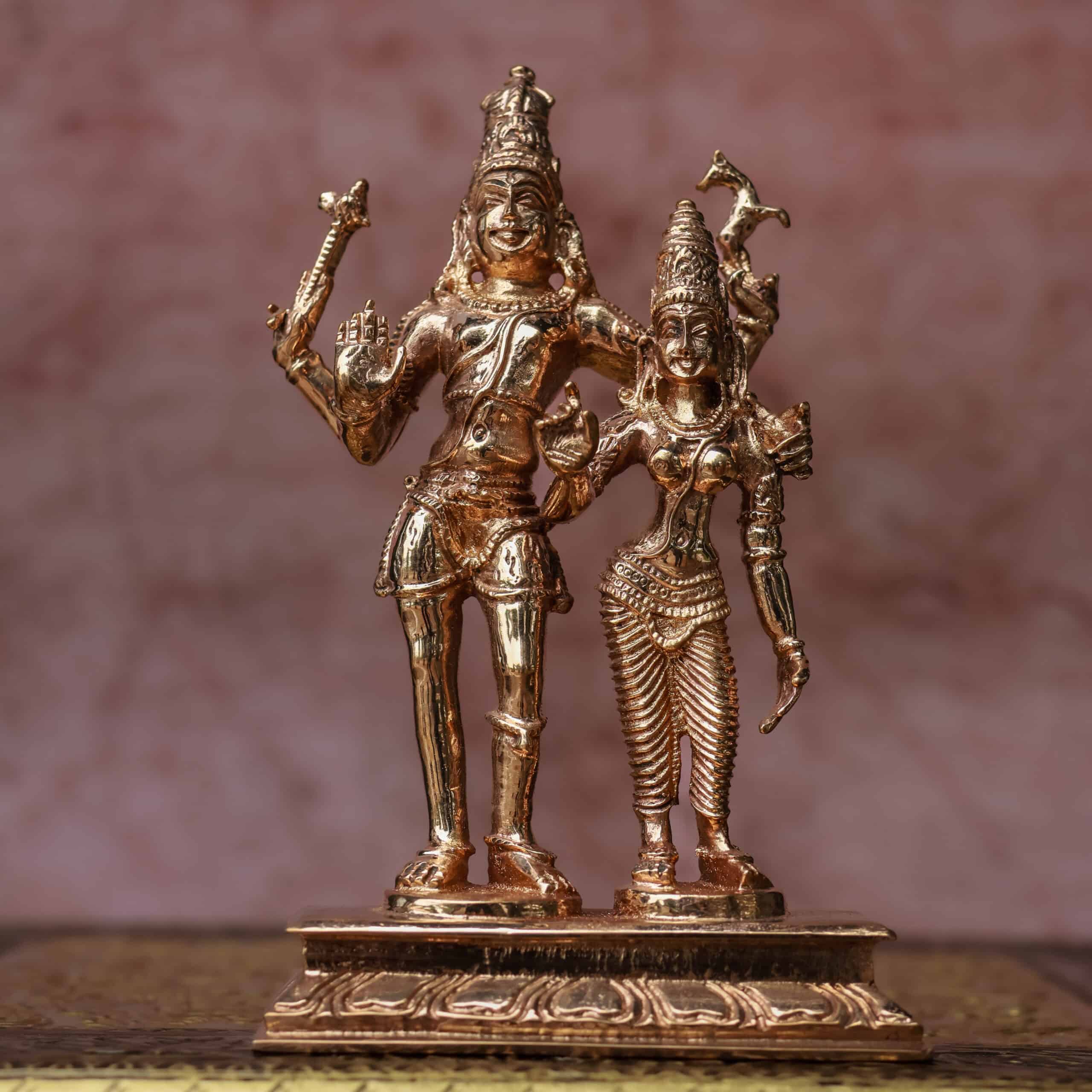 Shiva Parvati Marriage Pose Idol  | Handcrafted Panchaloha