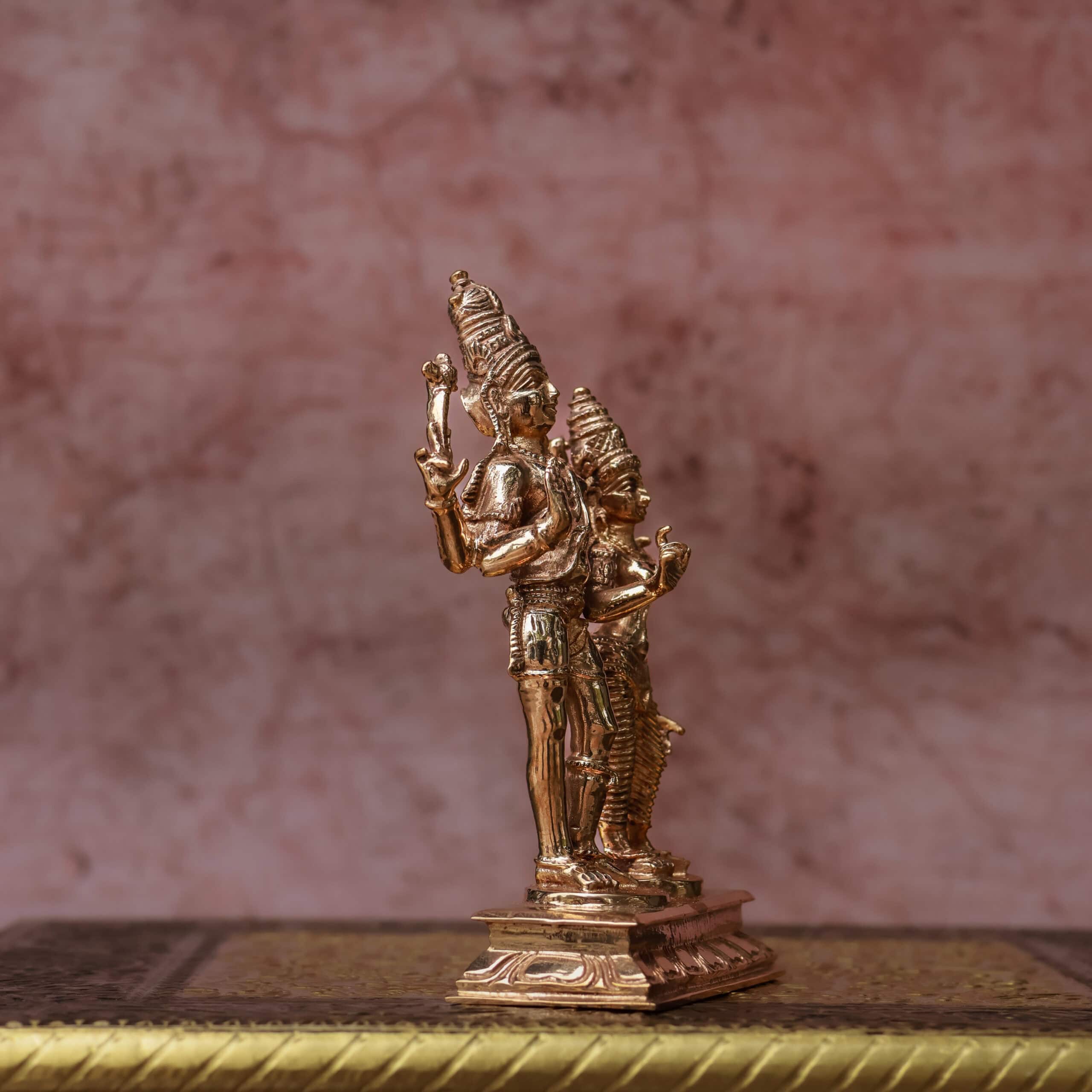 Shiva Parvati Marriage Pose Idol  | Handcrafted Panchaloha