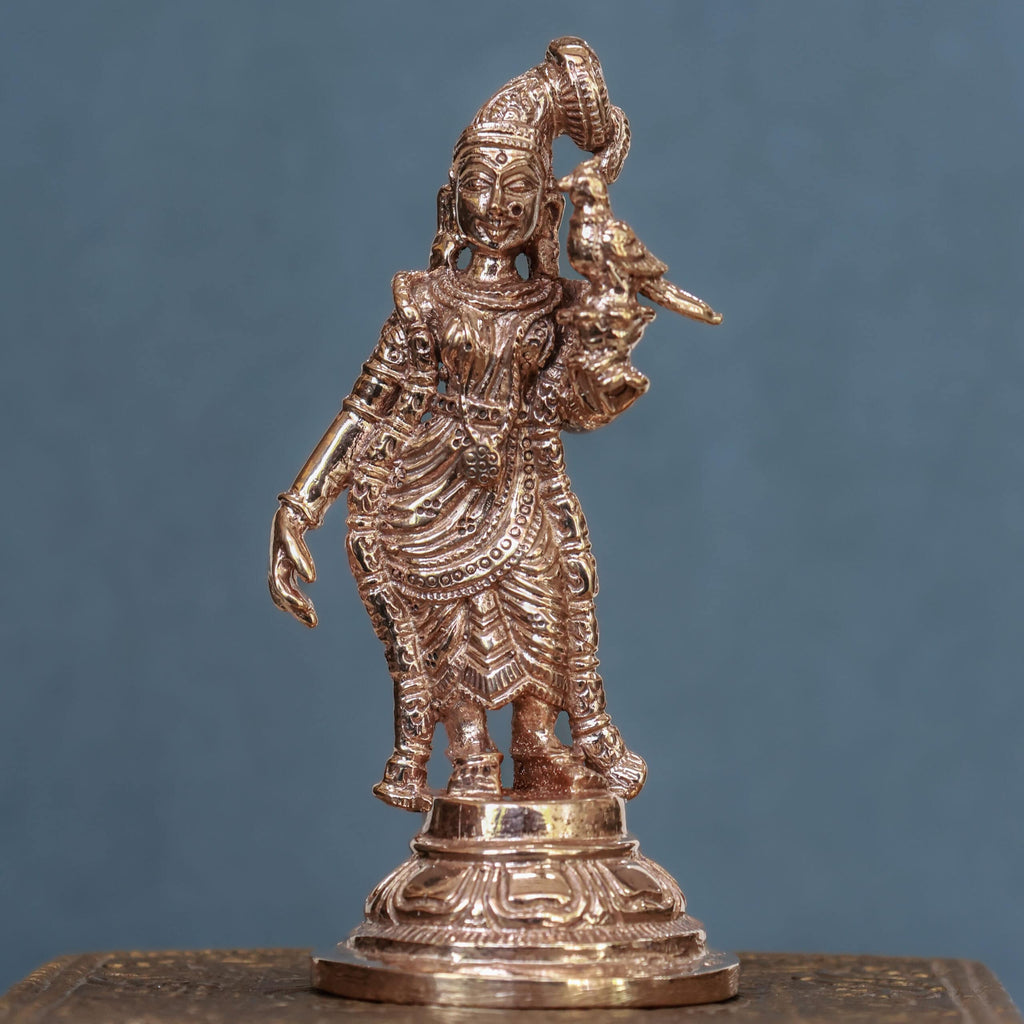 4″ Divine Andal with Parrot | Handcrafted Panchaloha