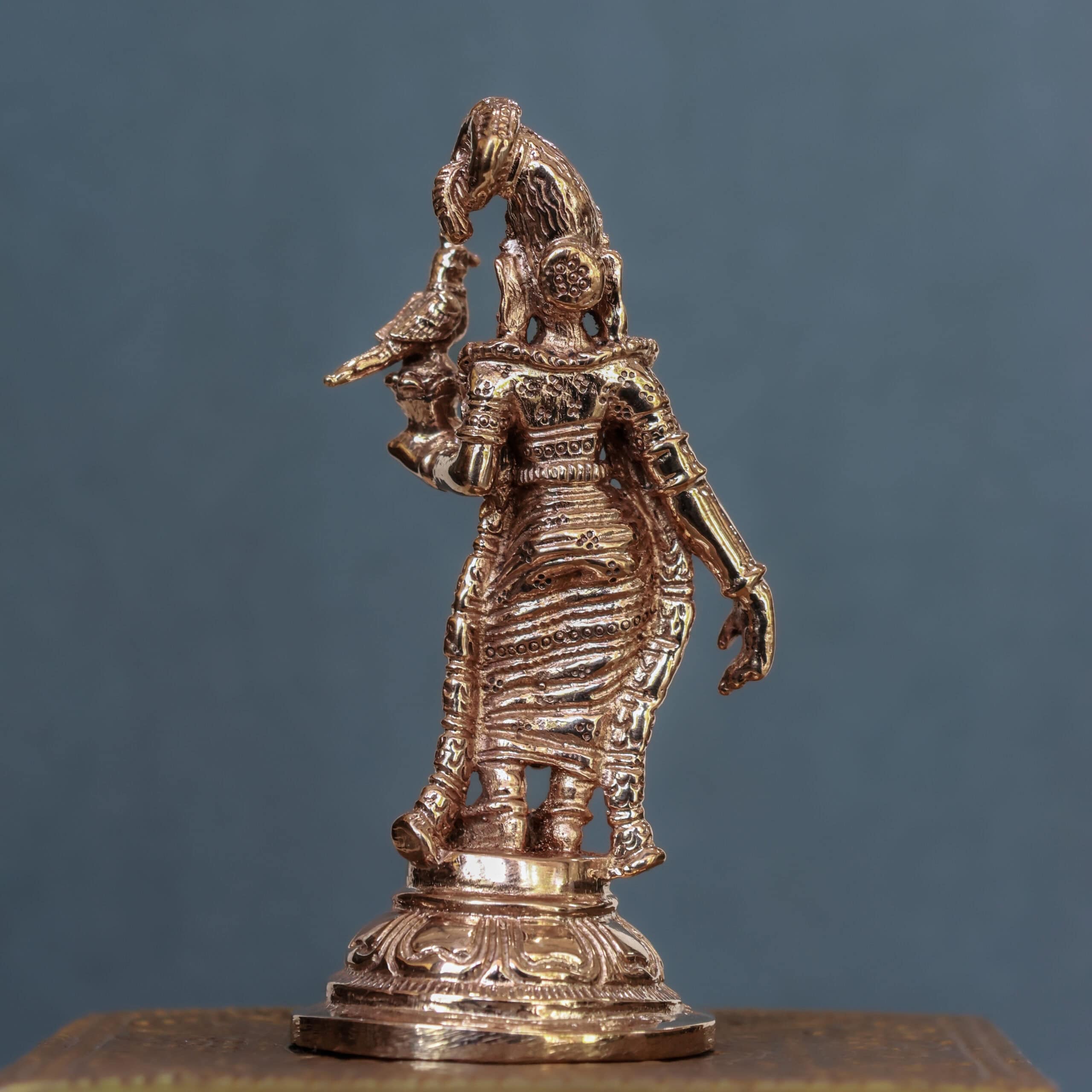 4″ Divine Andal with Parrot | Handcrafted Panchaloha