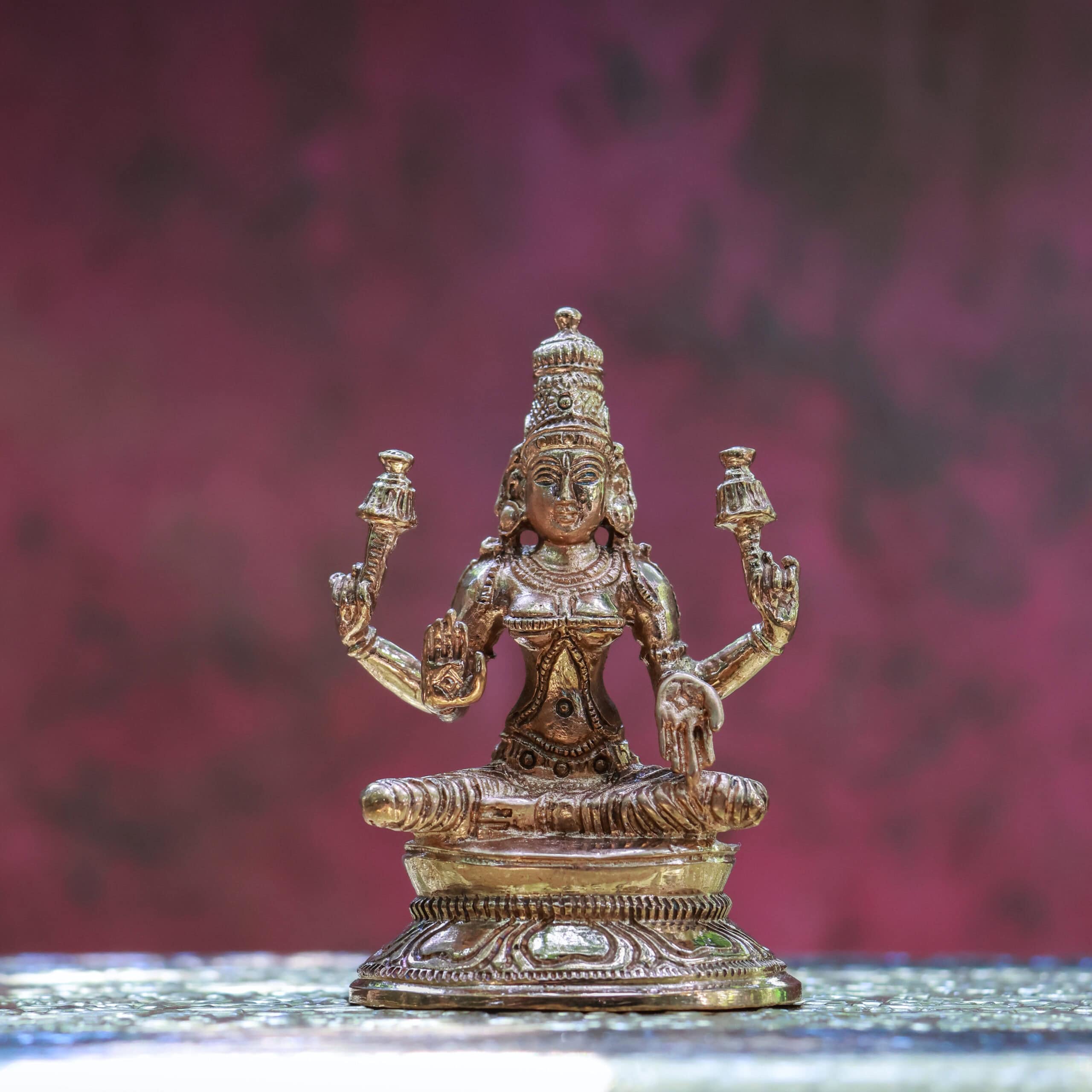 3″ Divine Mahalakshmi Idol on Lotus | Handcrafted Panchaloha