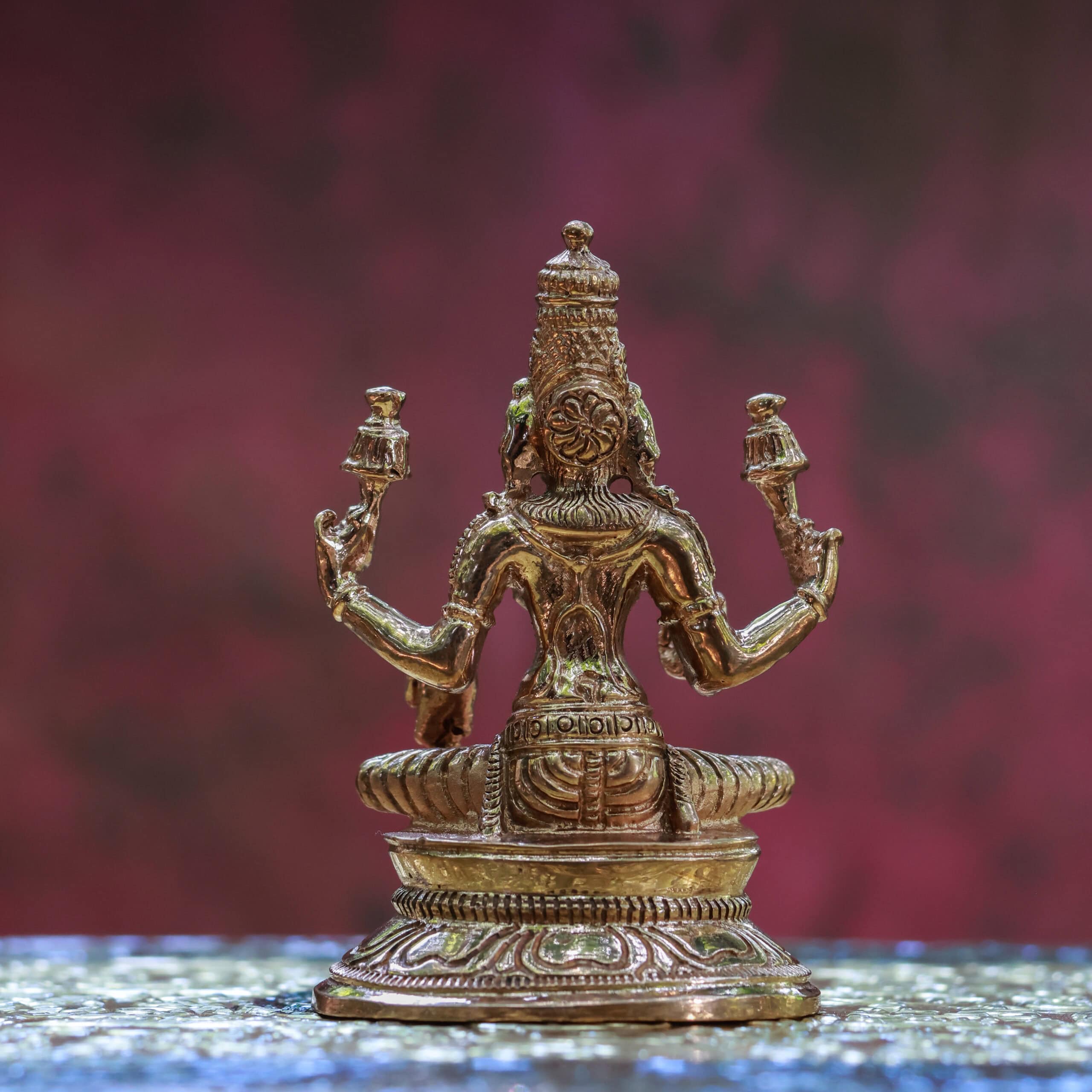 3″ Divine Mahalakshmi Idol on Lotus | Handcrafted Panchaloha