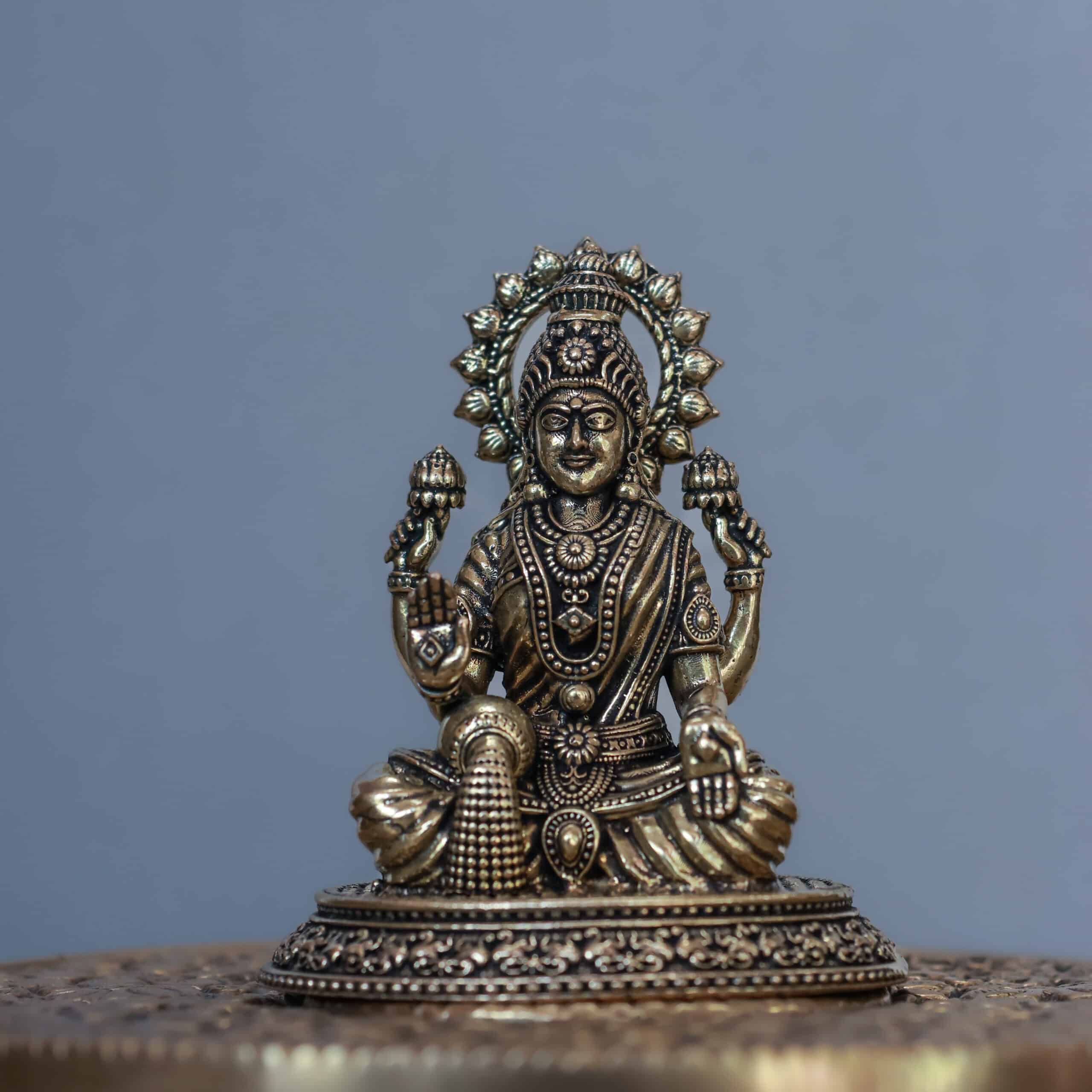 2.5″ Round-Base Lakshmi | Super-Fine Handcrafted Brass