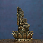 3″ Lotus Saraswathi with Veena | Super-Fine Handcrafted Brass
