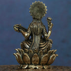 3″ Lotus Saraswathi with Veena | Super-Fine Handcrafted Brass