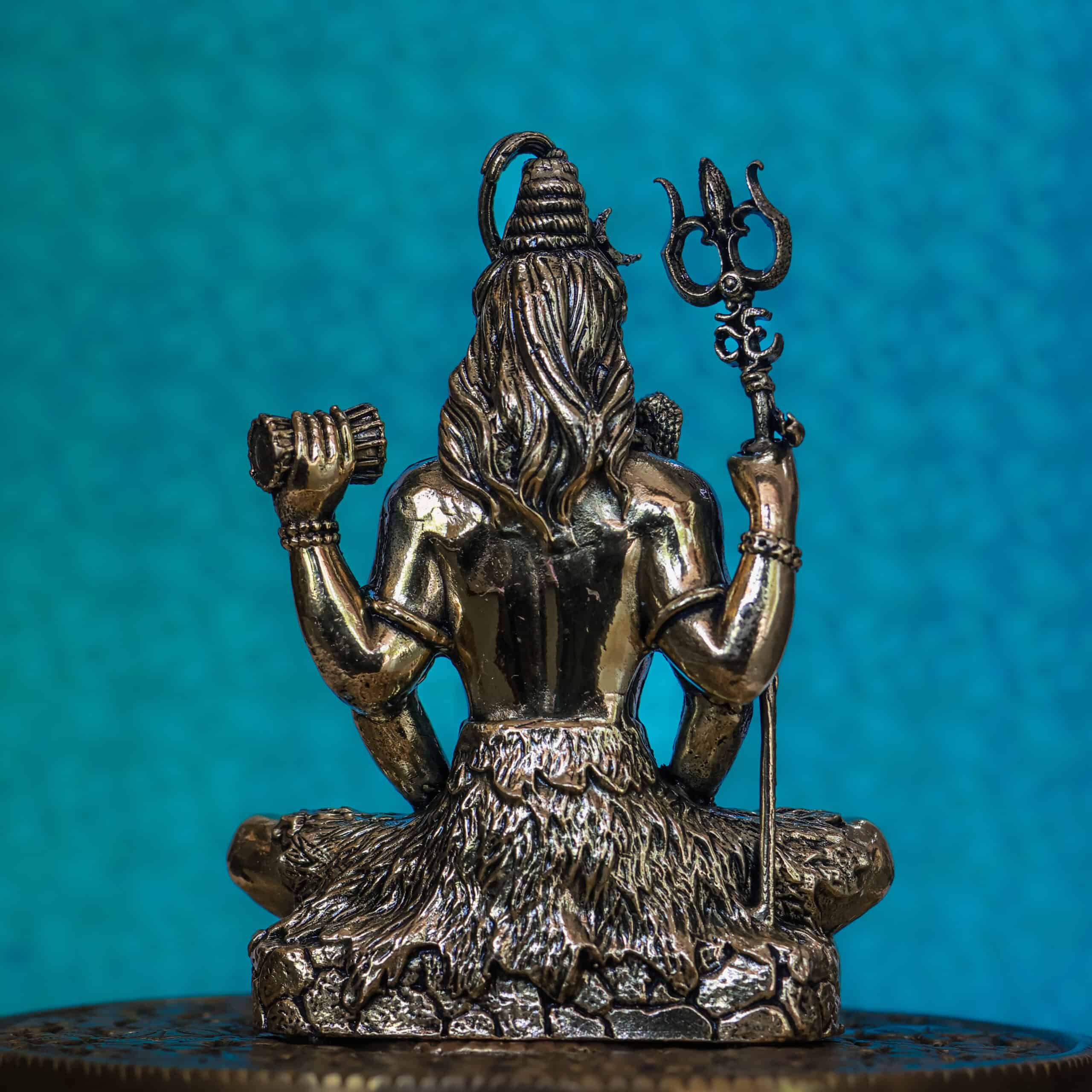 4″ Lord Shiva in Meditation with Trishul & Damaru | Super-Fine Handcrafted Brass